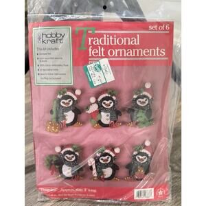 Hobby Kraft Traditional Felt Ornaments Penguins Kit Set of 6